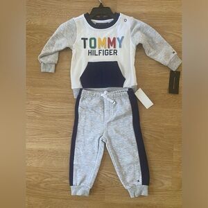 NWT, New Boys Tommy Hilfiger Set of 2. Sweatshirt + Jogger Pants. 12 Months